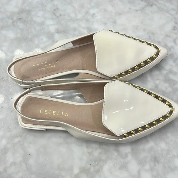 Cecelia New York White Patent Leather Slingback Flats - Picture 2 of 14